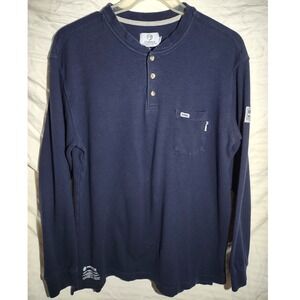 Tyndale Mens Navy Blue LS Henley Insect Repellant Arc Rated Flame Resistant XL